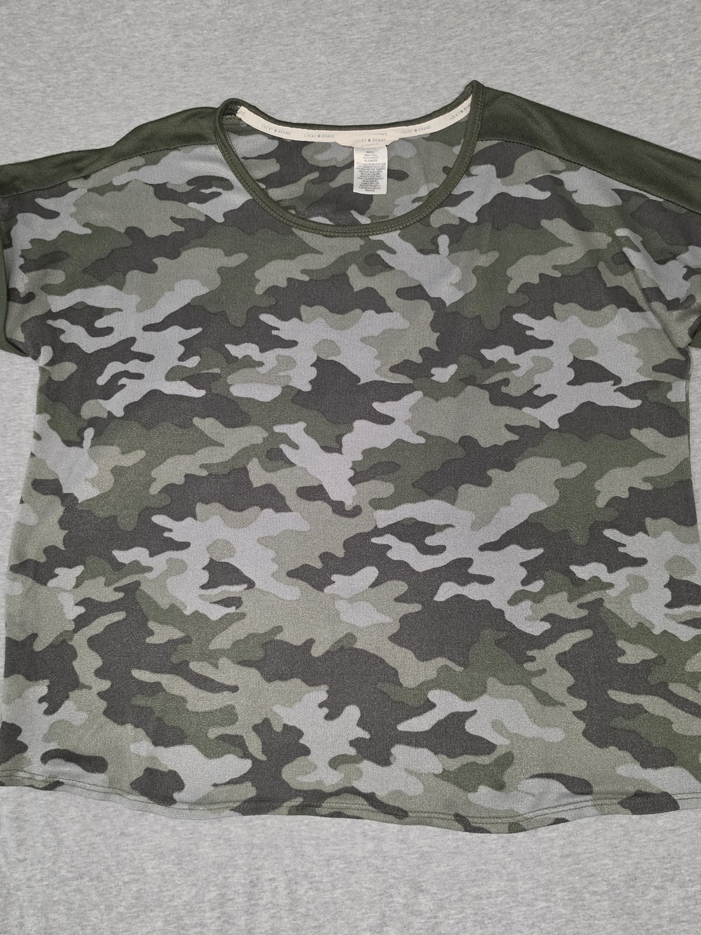Lucky Brand Green and Gray Camo Short Sleeve Tee Size 2X